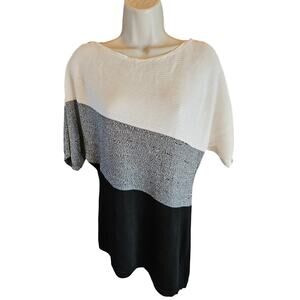 NWT Whbm colorblock white black tunic Asymmetric Hem chain knit XS career casual